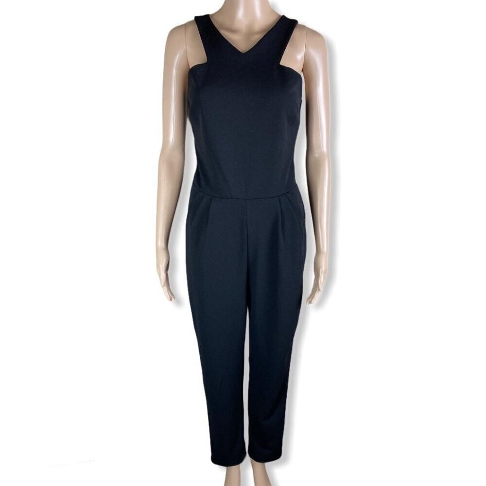 Love...Ady V-neck Straight Legs Jumpsuit- XS, Navy Blue, Love Ady